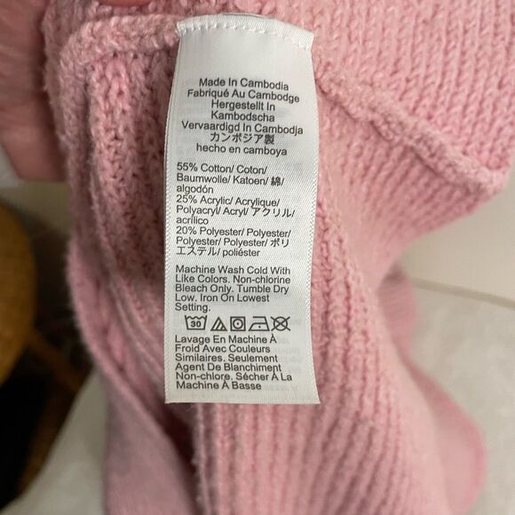 J Crew Factory Pullover Sweater Horizontal Cable Knit Cowl Neck Pink Small - Picture 5 of 6